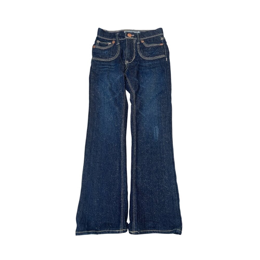 Levi’s Dark Wash Blue Denim Glitter Straight Leg Snap Button Girl’s Size 6 Slim